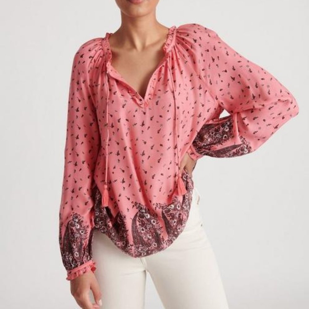 Lucky Brand Giselle Ruffle Peasant Top